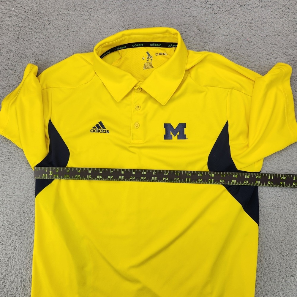 ADIDAS University of Michigan Wolverines Clima Lite Polo Shirt Mens M Yellow - Picture 4 of 5